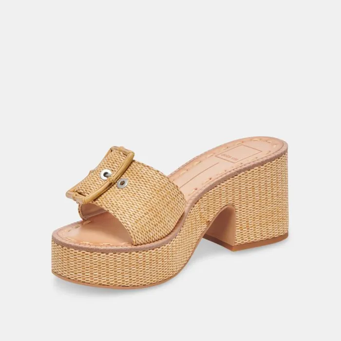 Dolce Vita Era Heels Warm Natural Raffia Women Heels