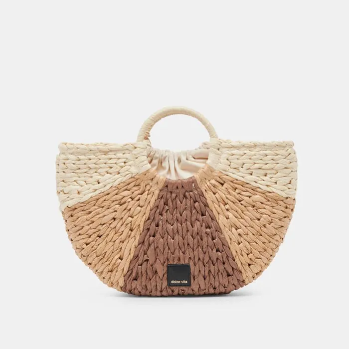 Dolce Vita Estelle Handbag Brown Natural Raffia Women Handbags