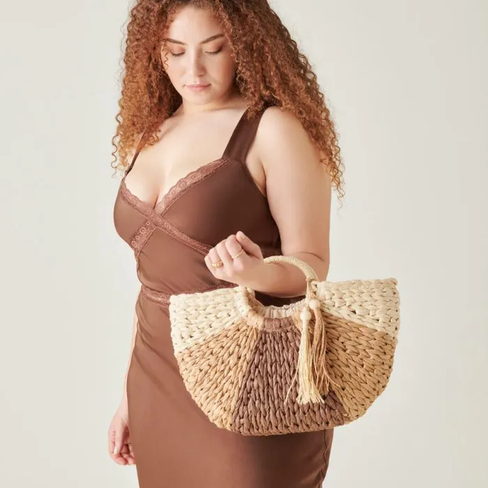Dolce Vita Estelle Handbag Brown Natural Raffia Women Handbags