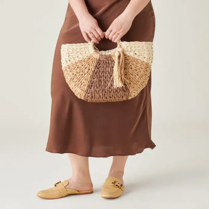 Dolce Vita Estelle Handbag Brown Natural Raffia Women Handbags