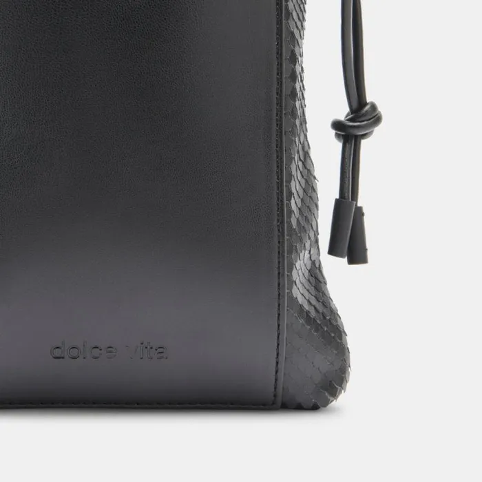 Dolce Vita Evie Crossbody Pouch Black Snake Leather Women Handbags