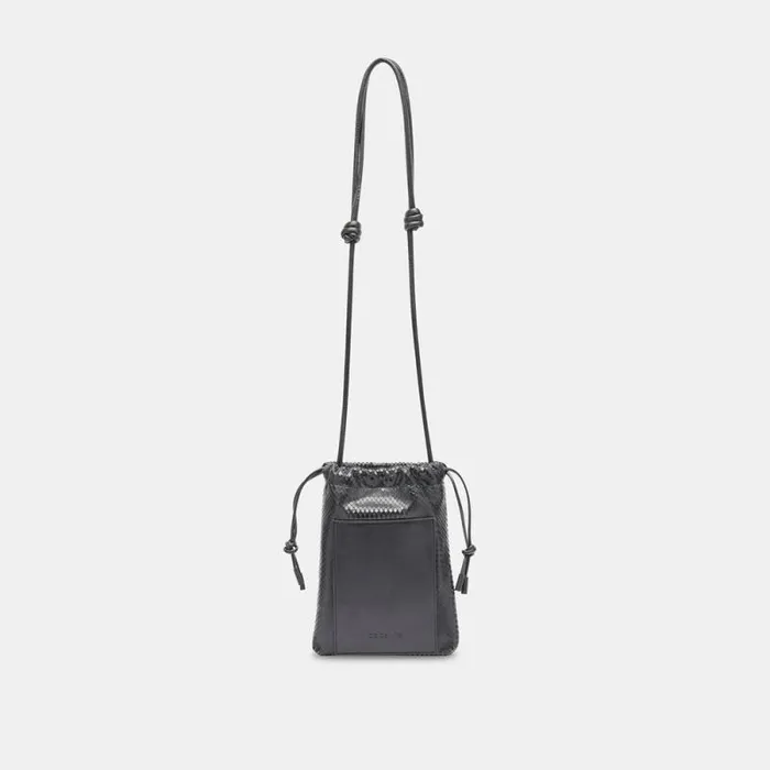 Dolce Vita Evie Crossbody Pouch Black Snake Leather Women Handbags