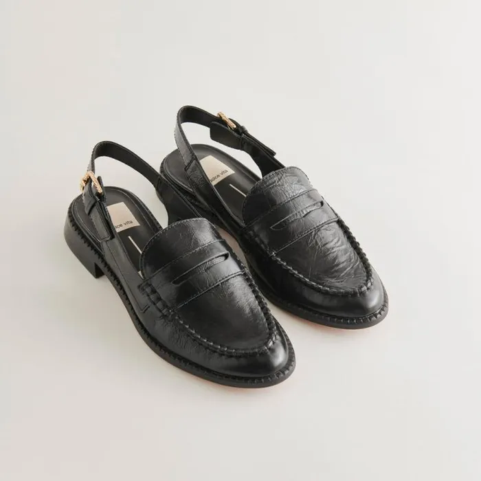 Dolce Vita Hardi Loafers Midnight Crinkle Patent Women Flats and Loafers