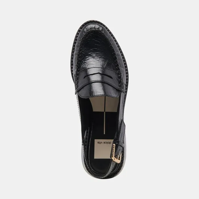 Dolce Vita Hardi Loafers Midnight Crinkle Patent Women Flats and Loafers