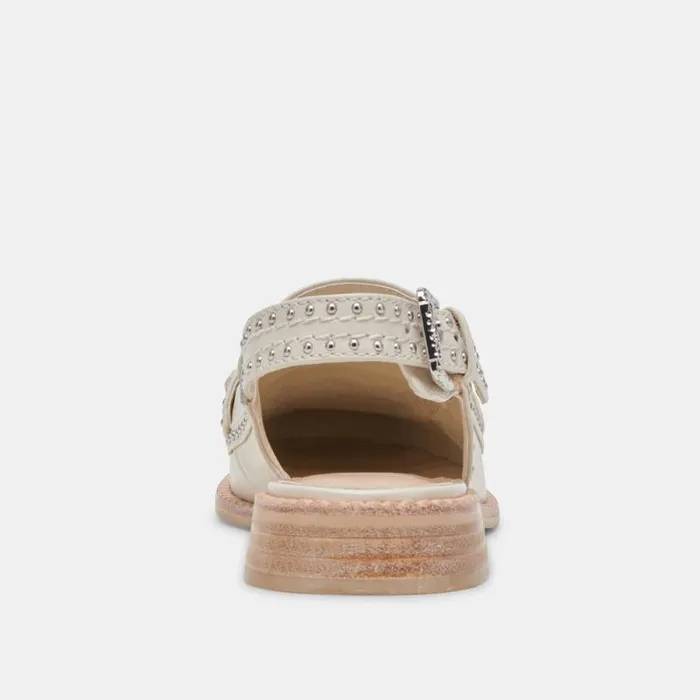 Dolce Vita Hardi Stud Loafers Ivory Crinkle Patent Women Flats and Loafers