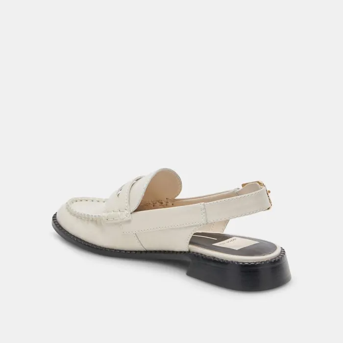 Dolce Vita Hardi Wide Loafers Ivory Crinkle Patent Women Flats and Loafers
