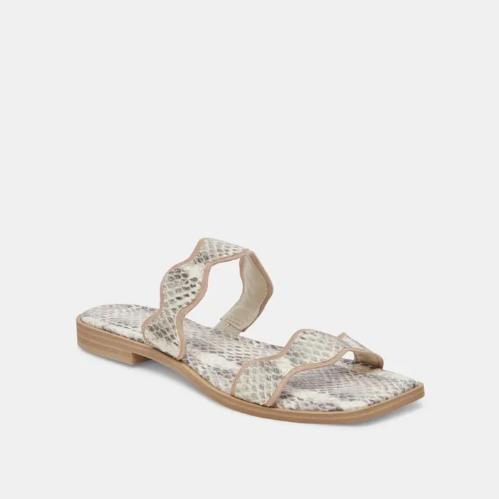 Dolce Vita Ilva Sandals Grey White Embossed Leather Women Sandals