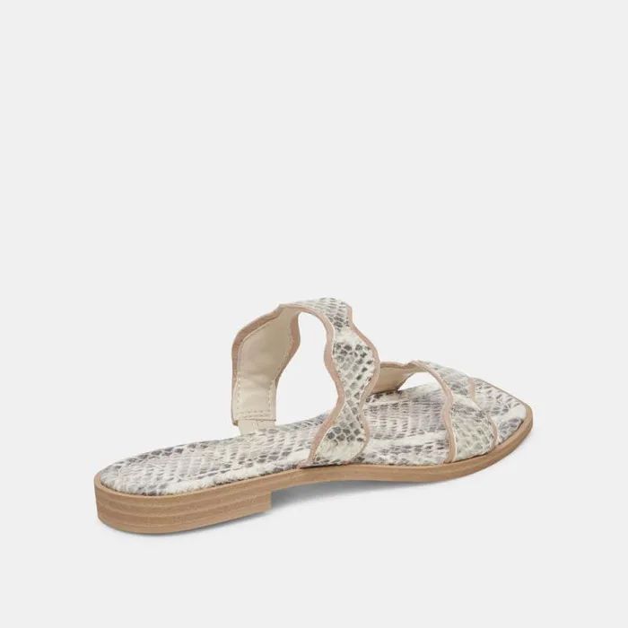 Dolce Vita Ilva Sandals Grey White Embossed Leather Women Sandals