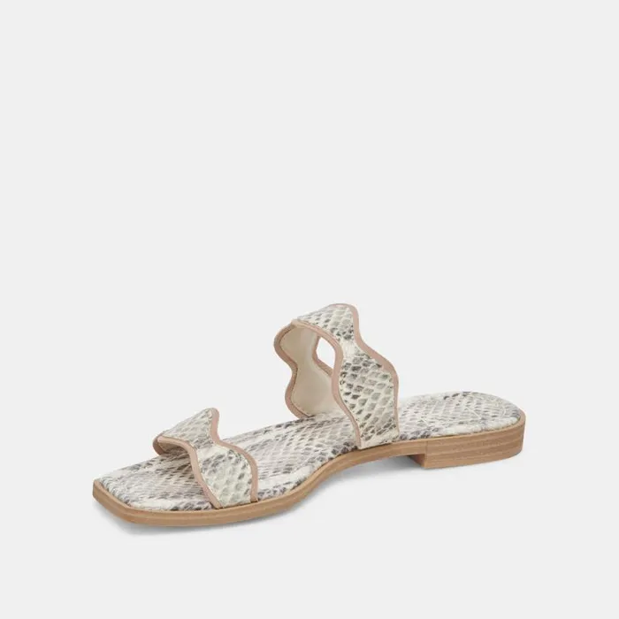 Dolce Vita Ilva Sandals Grey White Embossed Leather Women Sandals