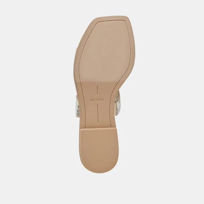 Dolce Vita Ilva Sandals Grey White Embossed Leather Women Sandals