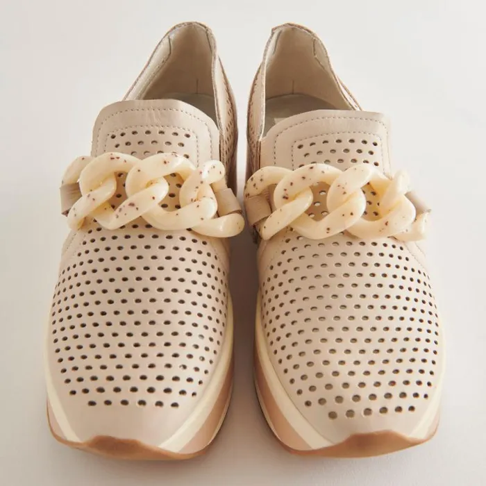 Dolce Vita Jhenee Perforated Sneakers Sand Nubuck Women Flats and Loafers