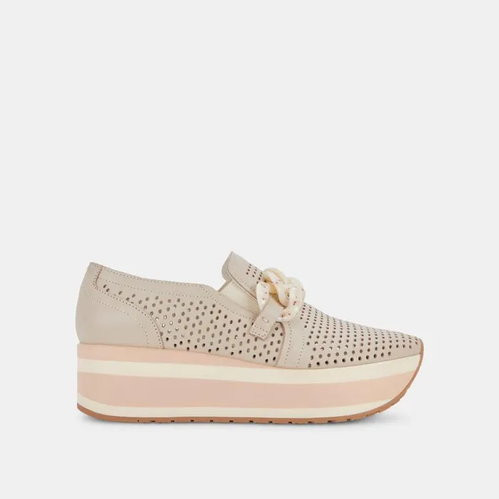 Dolce Vita Jhenee Perforated Sneakers Sand Nubuck Women Flats and Loafers
