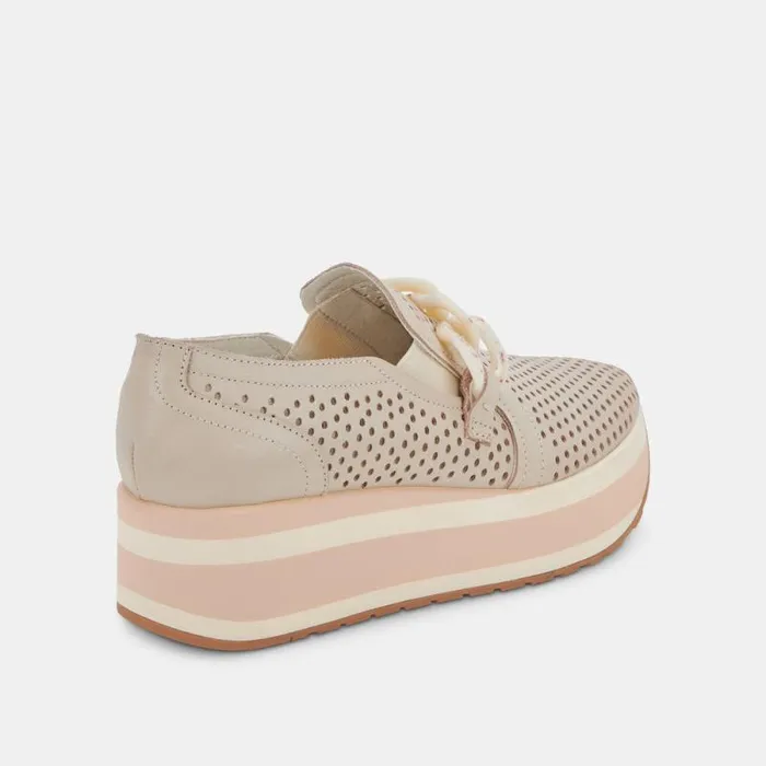 Dolce Vita Jhenee Perforated Sneakers Sand Nubuck Women Flats and Loafers