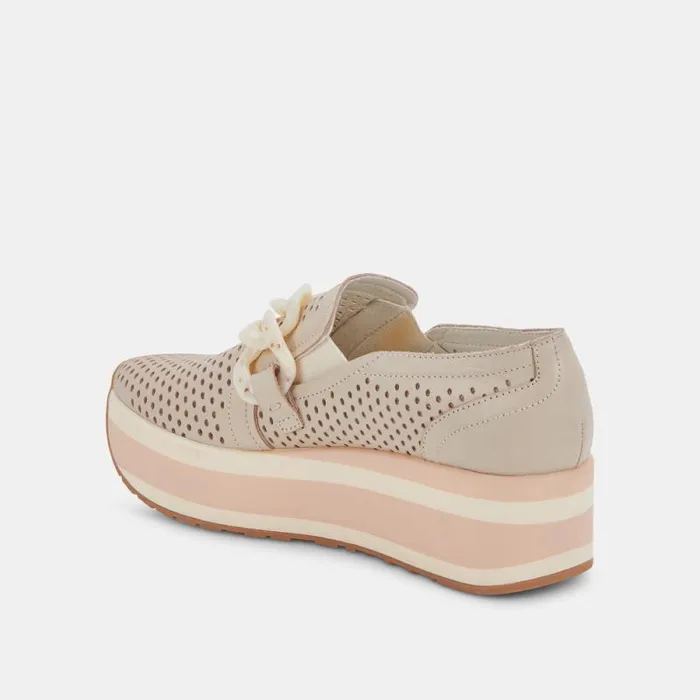 Dolce Vita Jhenee Perforated Sneakers Sand Nubuck Women Flats and Loafers