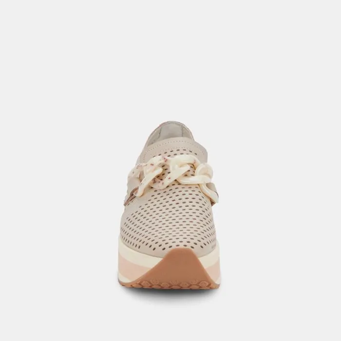 Dolce Vita Jhenee Perforated Sneakers Sand Nubuck Women Flats and Loafers