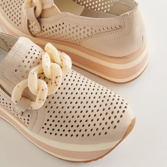 Dolce Vita Jhenee Perforated Sneakers Sand Nubuck Women Flats and Loafers