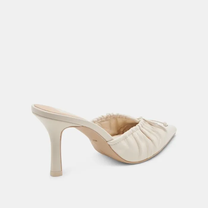 Dolce Vita Kairi Heels Ivory Crinkle Patent Women Mules and Clogs