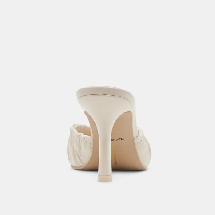 Dolce Vita Kairi Heels Ivory Crinkle Patent Women Mules and Clogs