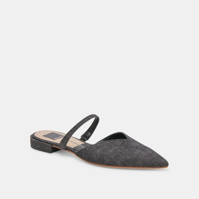 Dolce Vita Kanika Flats Carbon Denim Women Mules and Clogs