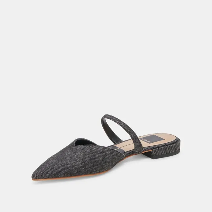 Dolce Vita Kanika Flats Carbon Denim Women Mules and Clogs