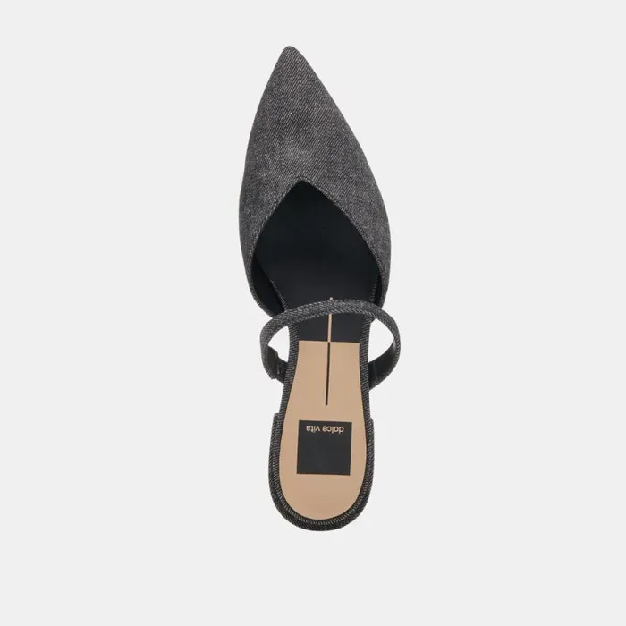 Dolce Vita Kanika Flats Carbon Denim Women Mules and Clogs