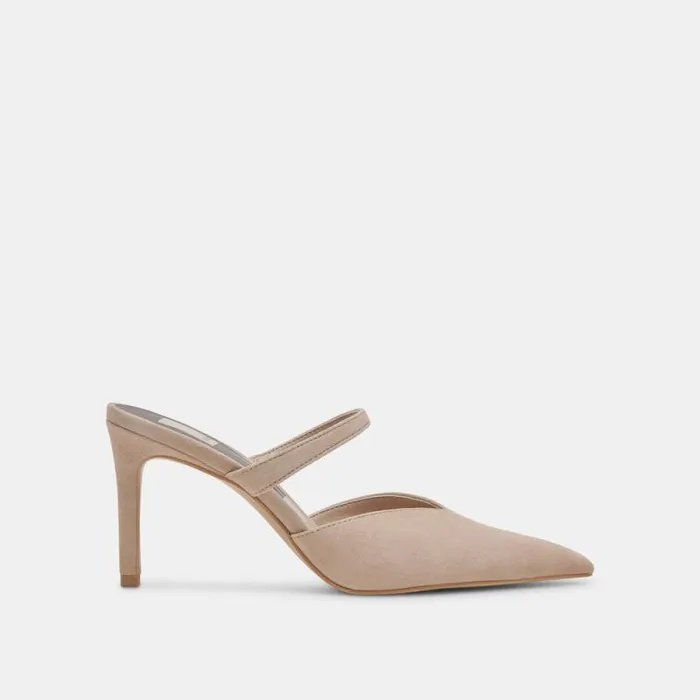 Dolce Vita Kanika Heels Taupe Suede Women Mules and Clogs