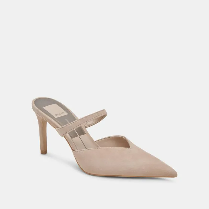 Dolce Vita Kanika Heels Taupe Suede Women Mules and Clogs