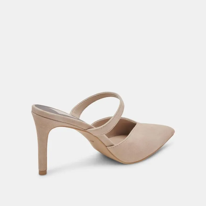 Dolce Vita Kanika Heels Taupe Suede Women Mules and Clogs