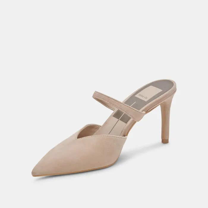 Dolce Vita Kanika Heels Taupe Suede Women Mules and Clogs