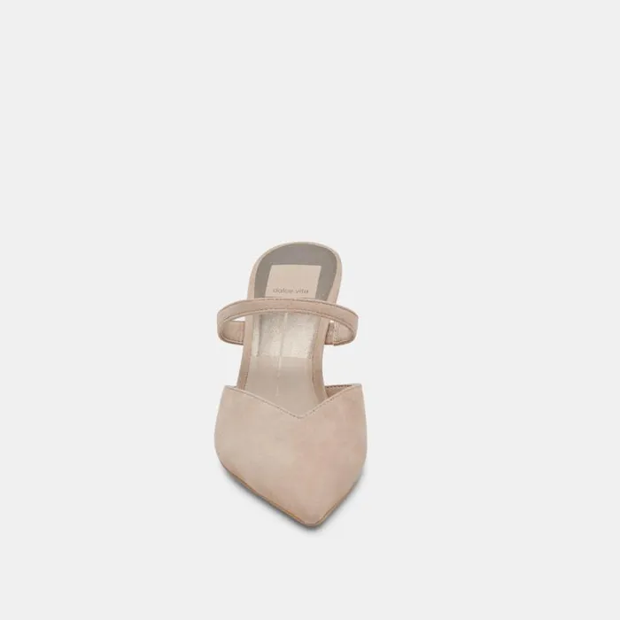 Dolce Vita Kanika Heels Taupe Suede Women Mules and Clogs