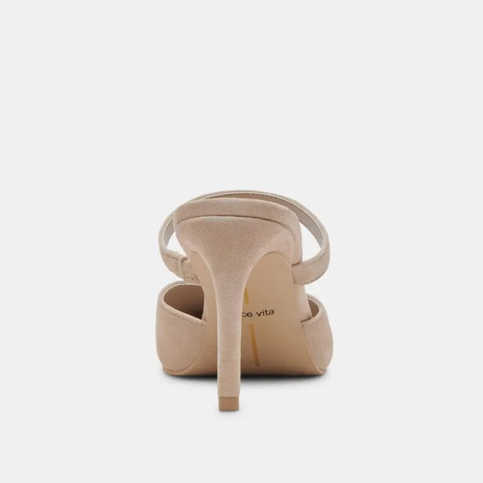 Dolce Vita Kanika Heels Taupe Suede Women Mules and Clogs