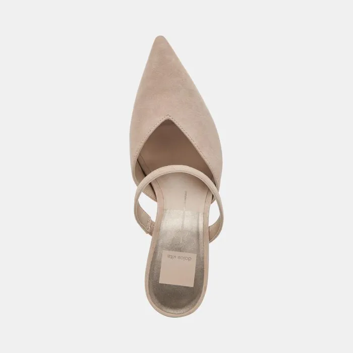 Dolce Vita Kanika Heels Taupe Suede Women Mules and Clogs