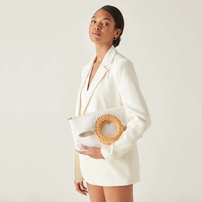 Dolce Vita Lilah Clutch White Embossed Stella Women Handbags