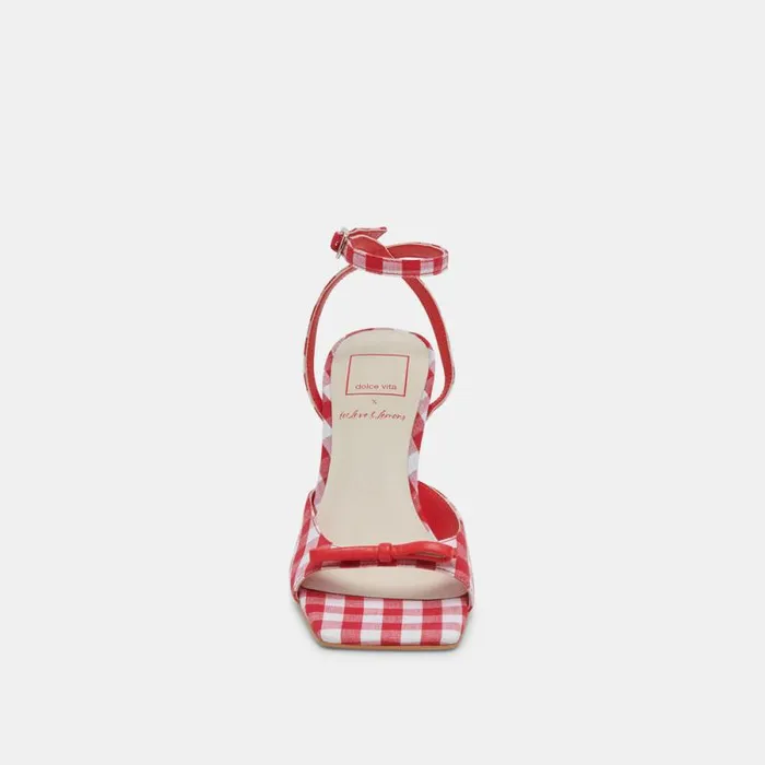 Dolce Vita Loise Heels White Red Gingham Women Heels
