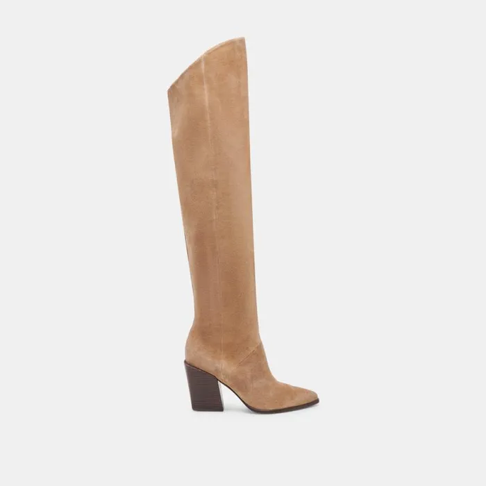 Dolce Vita Lupin Wide Calf Boots Mushroom Suede Women Boots and Booties