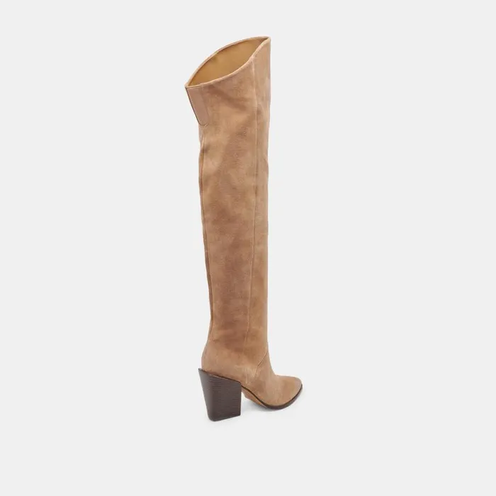 Dolce Vita Lupin Wide Calf Boots Mushroom Suede Women Boots and Booties