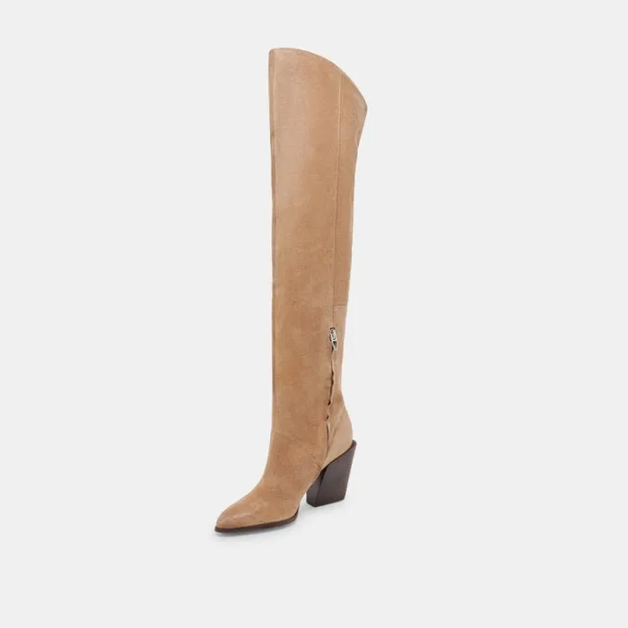 Dolce Vita Lupin Wide Calf Boots Mushroom Suede Women Boots and Booties