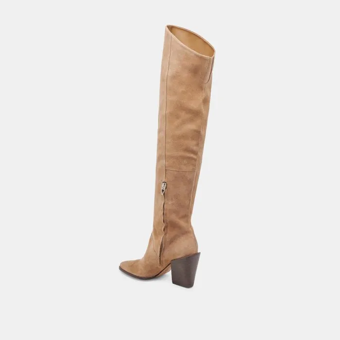Dolce Vita Lupin Wide Calf Boots Mushroom Suede Women Boots and Booties