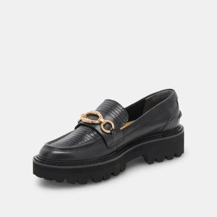 Dolce Vita Mambo Loafers Black Multi Leather Women Flats and Loafers