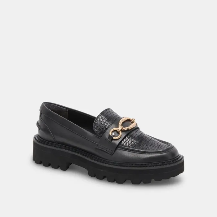 Dolce Vita Mambo Loafers Black Multi Leather Women Flats and Loafers