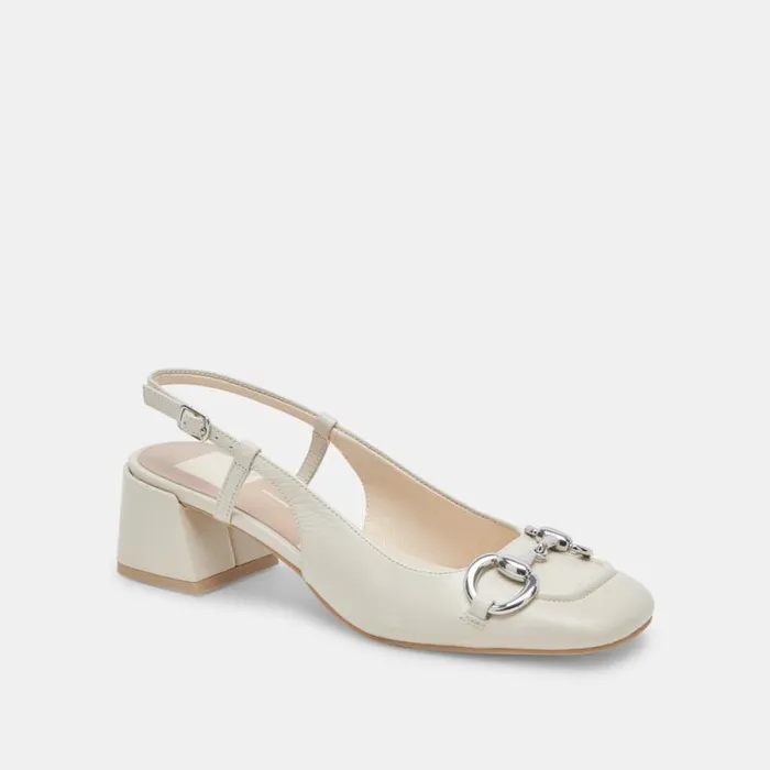 Dolce Vita Melli Heels Ivory Crinkle Patent Women Heels