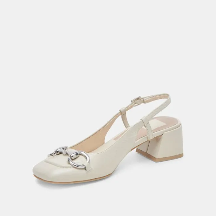 Dolce Vita Melli Heels Ivory Crinkle Patent Women Heels