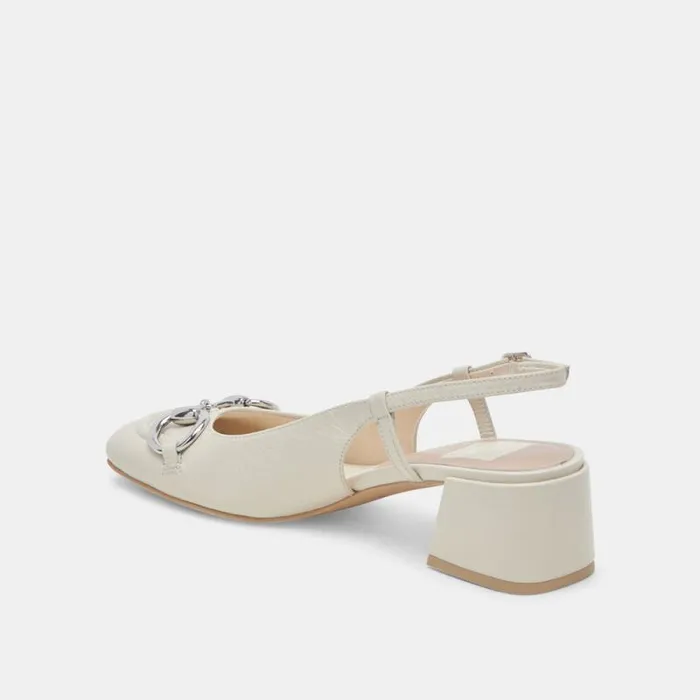Dolce Vita Melli Heels Ivory Crinkle Patent Women Heels