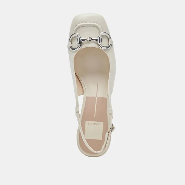 Dolce Vita Melli Heels Ivory Crinkle Patent Women Heels