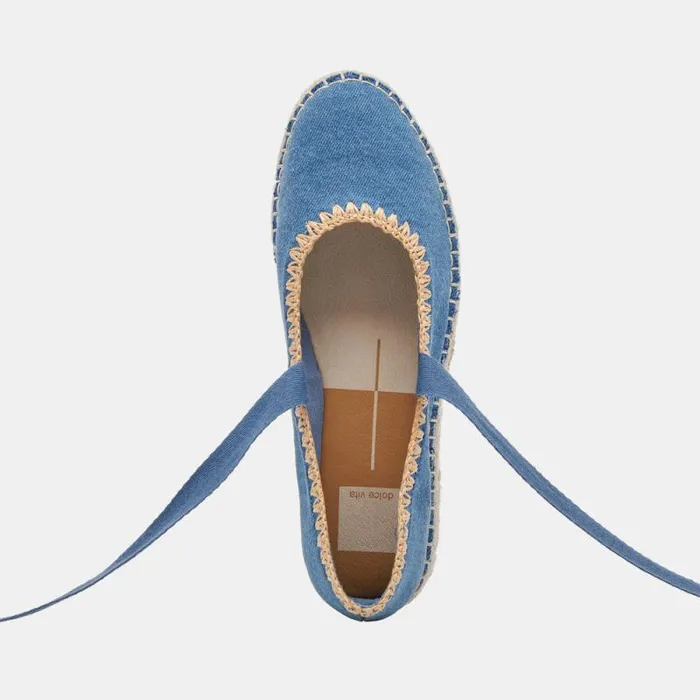Dolce Vita Morgan Flats Blue Denim Women Flats and Loafers
