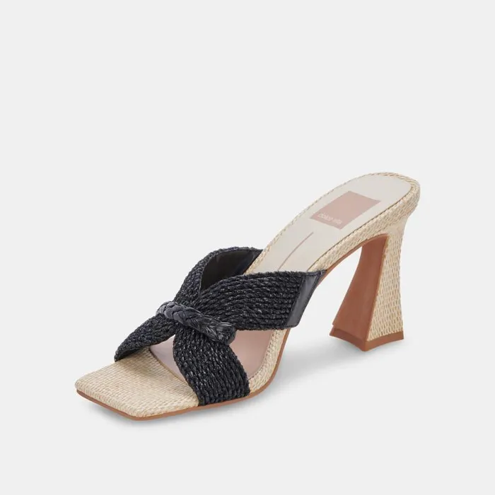 Dolce Vita Nitro Heels Black Raffia Women Heels