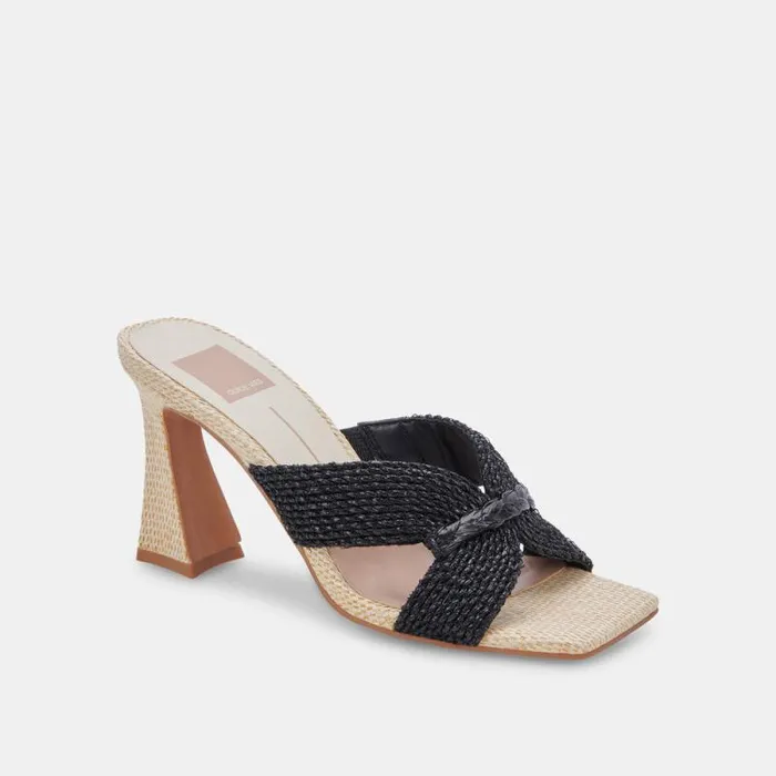 Dolce Vita Nitro Heels Black Raffia Women Heels