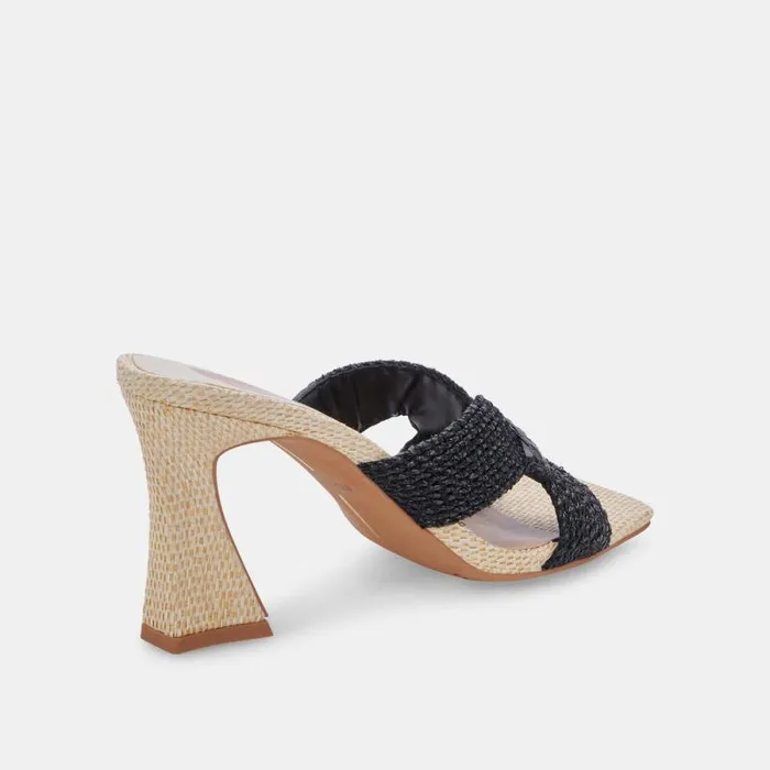 Dolce Vita Nitro Heels Black Raffia Women Heels