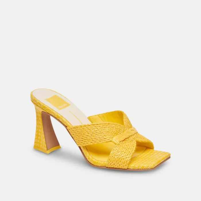Dolce Vita Nitro Heels Yellow Raffia Women Heels