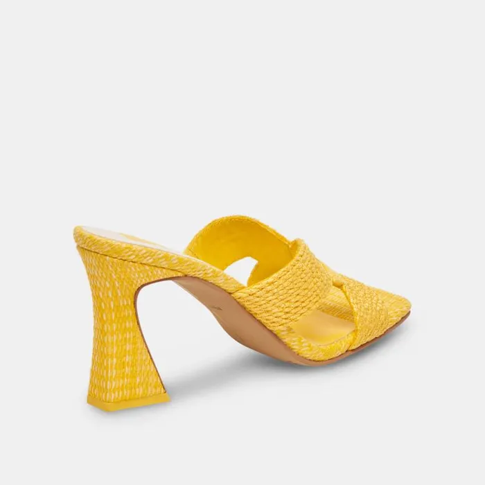 Dolce Vita Nitro Heels Yellow Raffia Women Heels